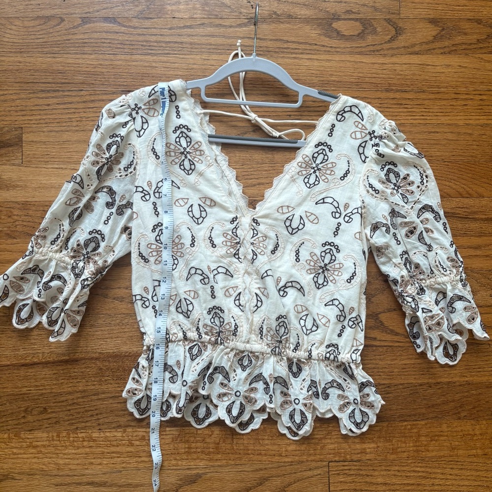 NWT Anthropologie Embroidered Eyelet Peplum Top - Picture 3 of 8